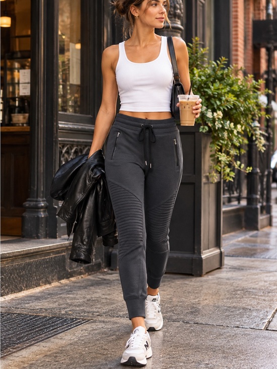 ALO Yoga Pants - ALO YOGA Charcoal Gray Moto Style Jogger Pants Athleisure, S